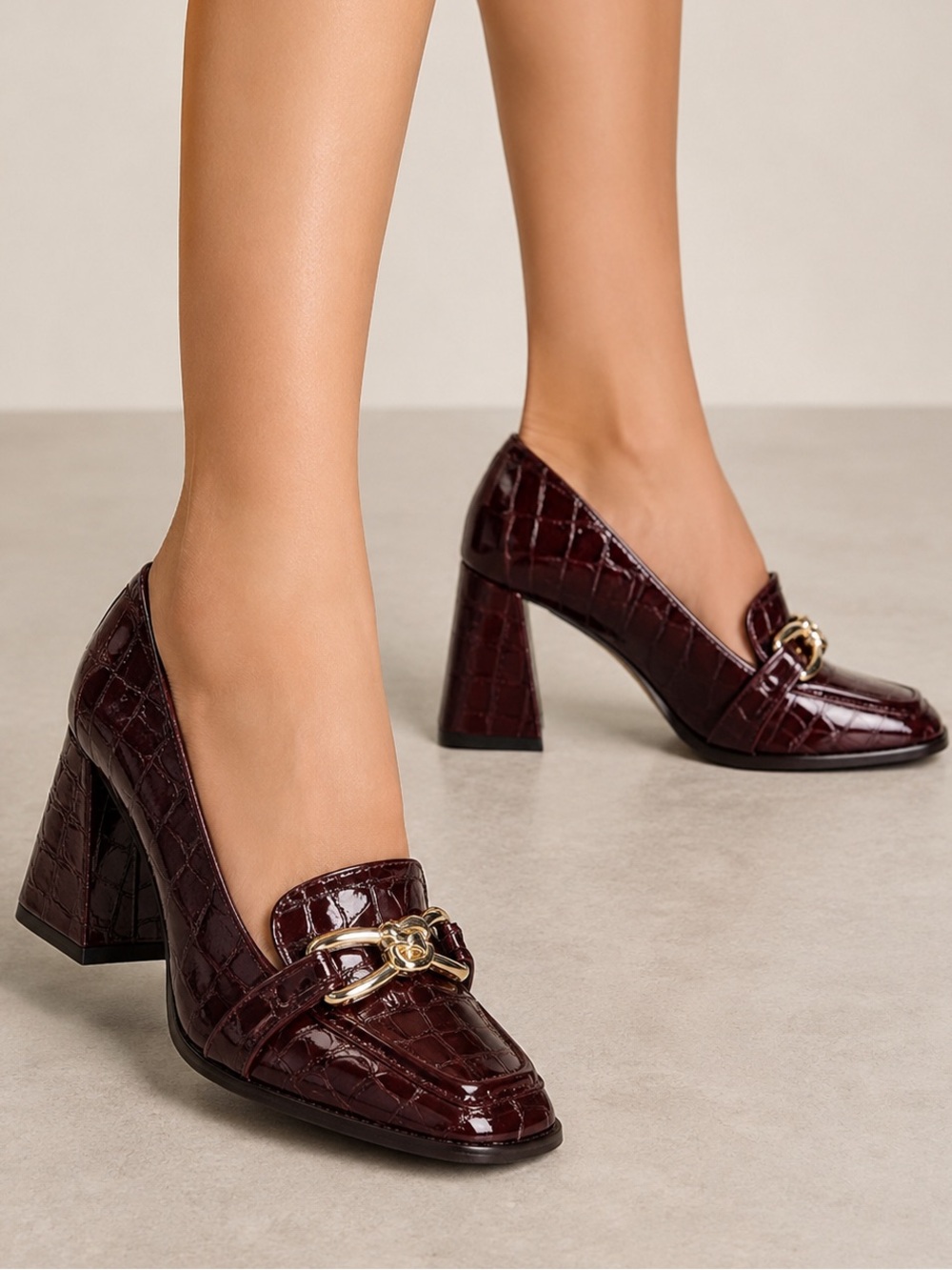 Antonio Melani Selah Croco Patent Leather Knot Ornament Block Heel Loafer Pump 6